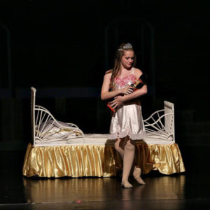 UTC Fine Arts Center Nutcracker Promo photo of ballerina posed holding a nutcracker